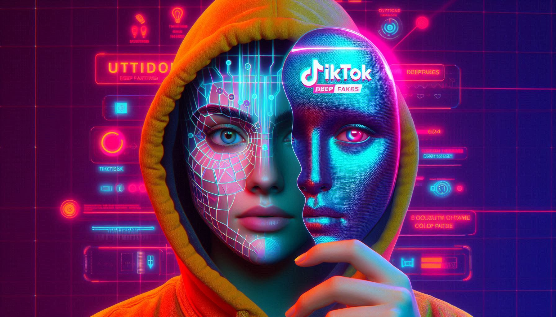 Image symbole d'un Deepfake avec le logo Tiktok